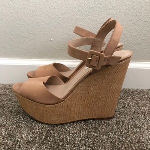 Steve Madden Wedges Suede and Rattan Material